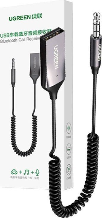 Adapter Bluetooth për makinë Ugreen 70601B, marrës AUX, Bluetooth, gri