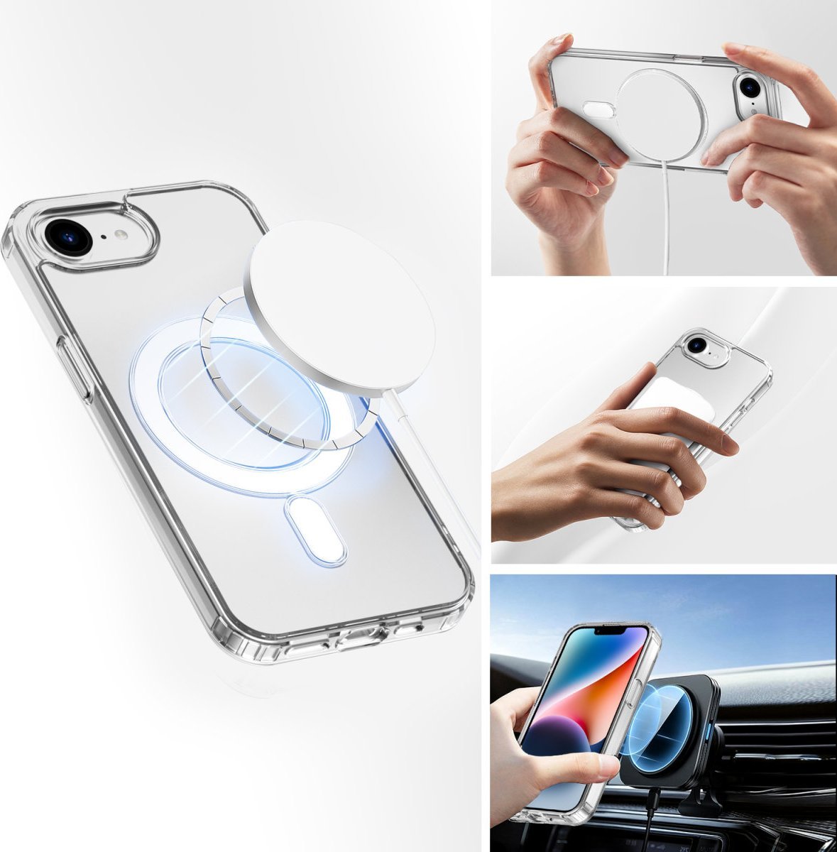 Mbështjellës telefoni 4smarts, për iPhone SE 4th Gen, 360° Premium Protection, kompatibil me MagSafe, transparent