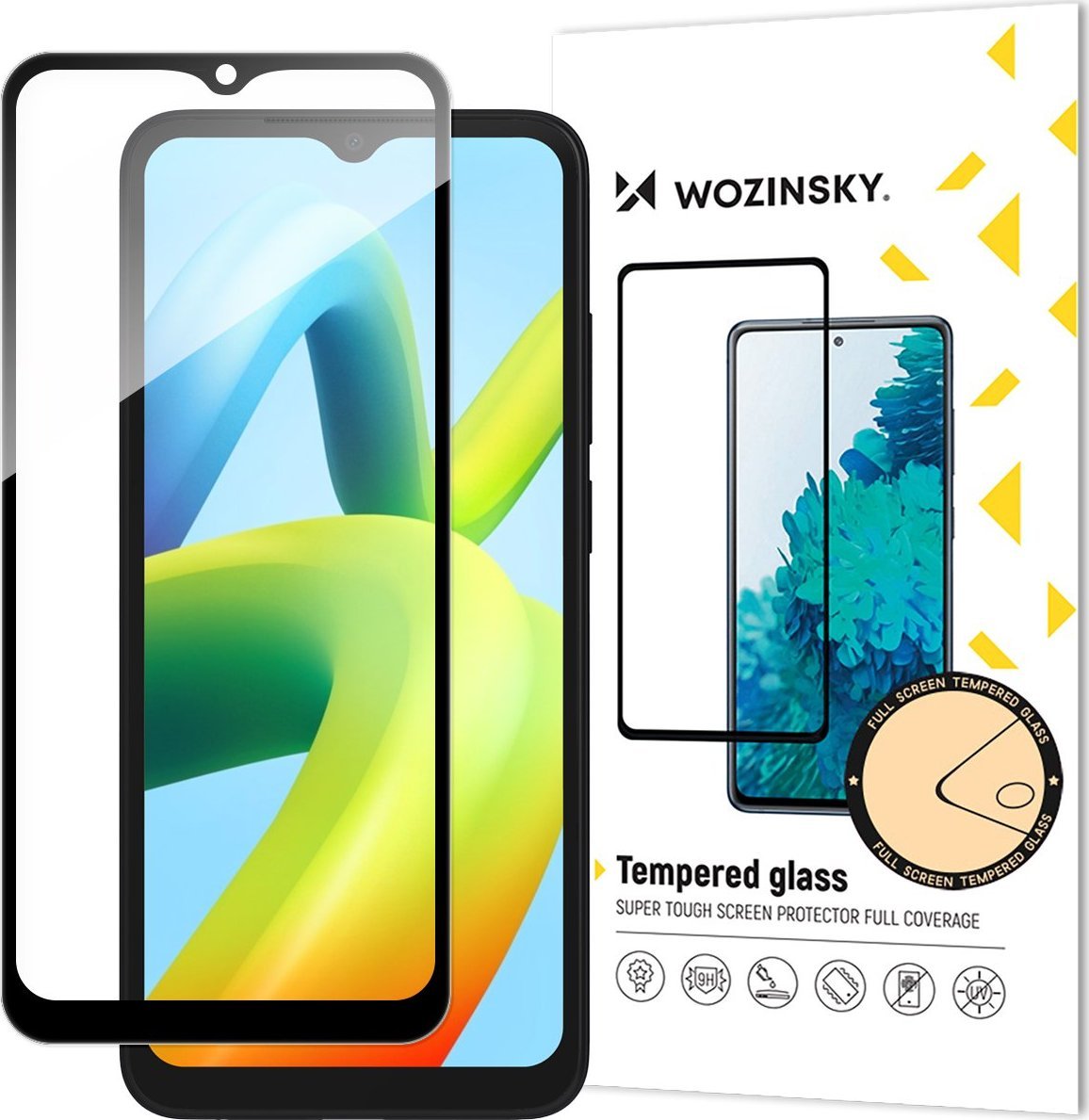 Xham mbrojtës Wozinsky Full Glue për Xiaomi Redmi A2 A1, 9H, kornizë e zezë