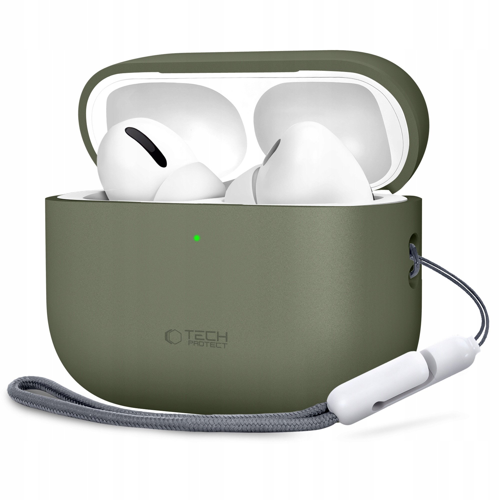 Mbulesë silikoni Targus Tech-Protect për Apple AirPods Pro 3, kapak karikues, jeshile ulliri