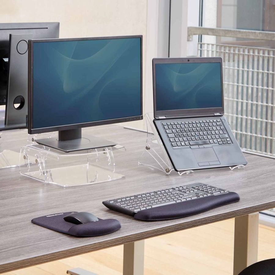 Stendë monitori Fellowes Clarity 9731201, e rregullueshme, me mbajtës dokumentesh, transparente