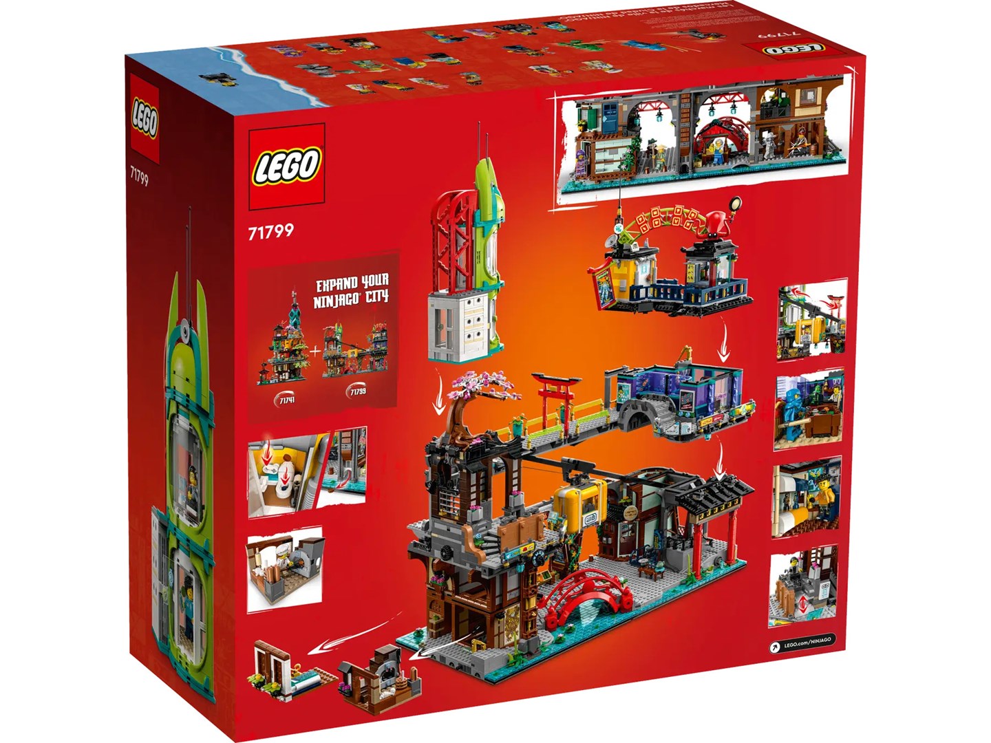 Set lodër LEGO NINJAGO City Markets, 21 minifigura, 4 kate, shumëngjyrësh
