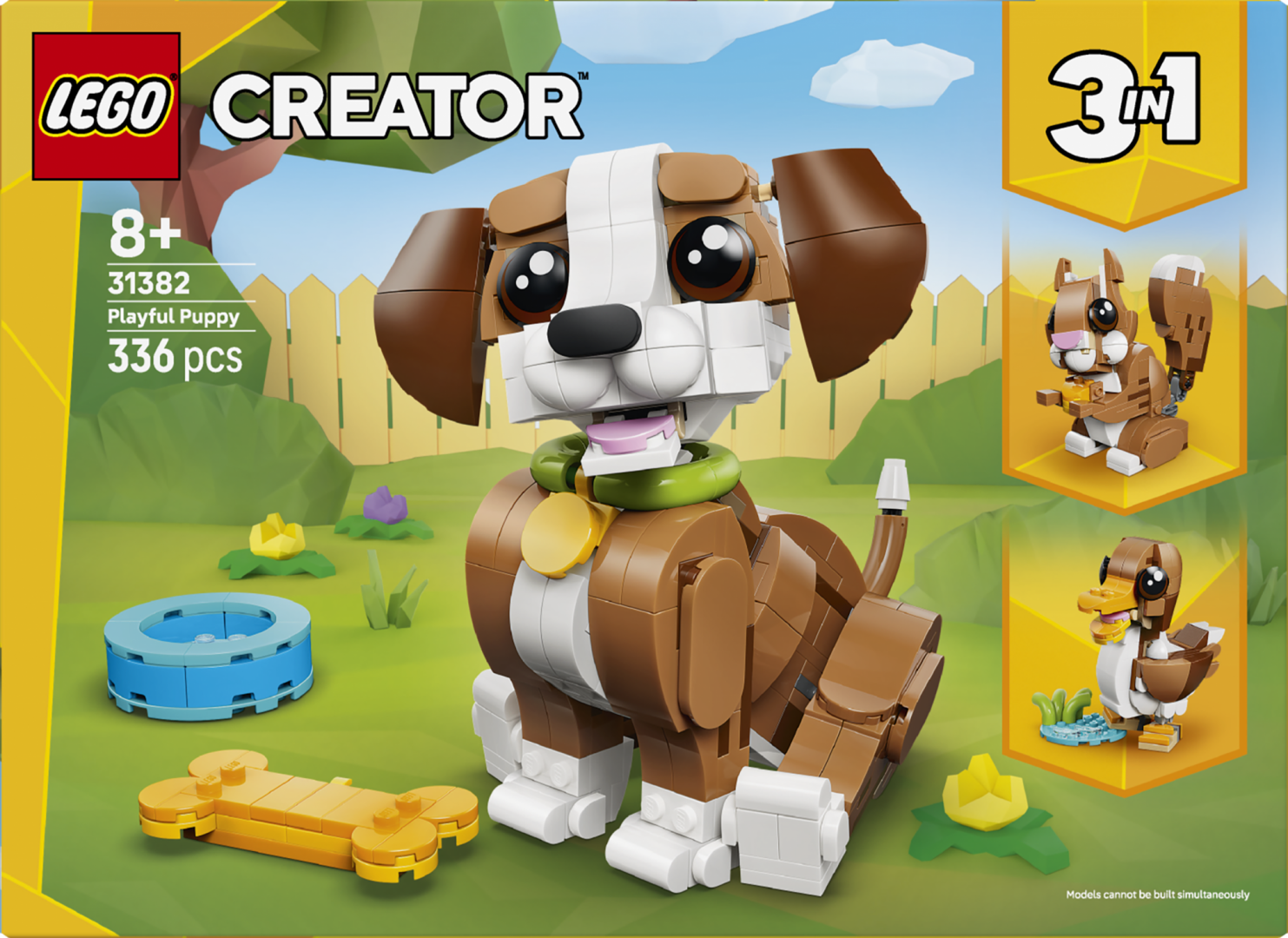 Set lodrash LEGO Cute Animals Playful Puppy 31382, qenush ndërtues, shumëngjyrësh
