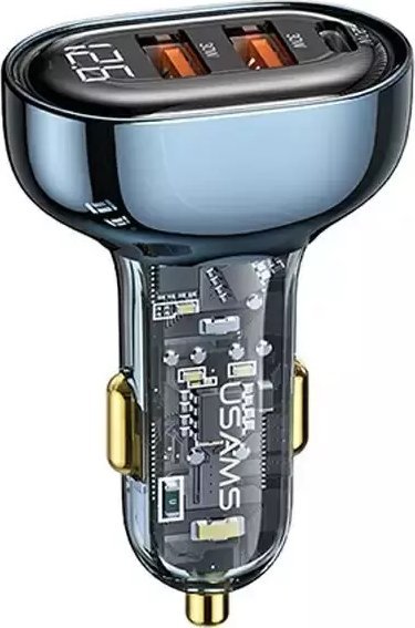 Karikues veture USAMS US-CC159, 80W, 2x USB 1x USB-C, blu