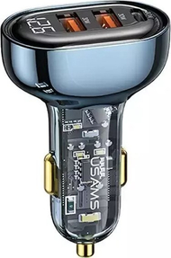 Karikues veture USAMS US-CC159, 80W, 2x USB 1x USB-C, blu
