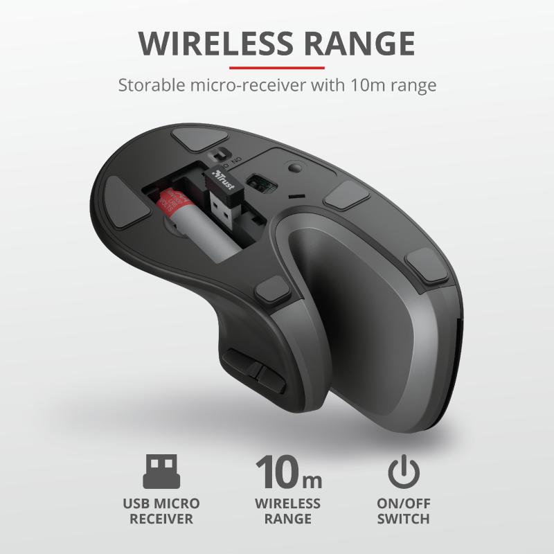Maus wireless Trust Verro 23507, ergonomik vertikal, i zi