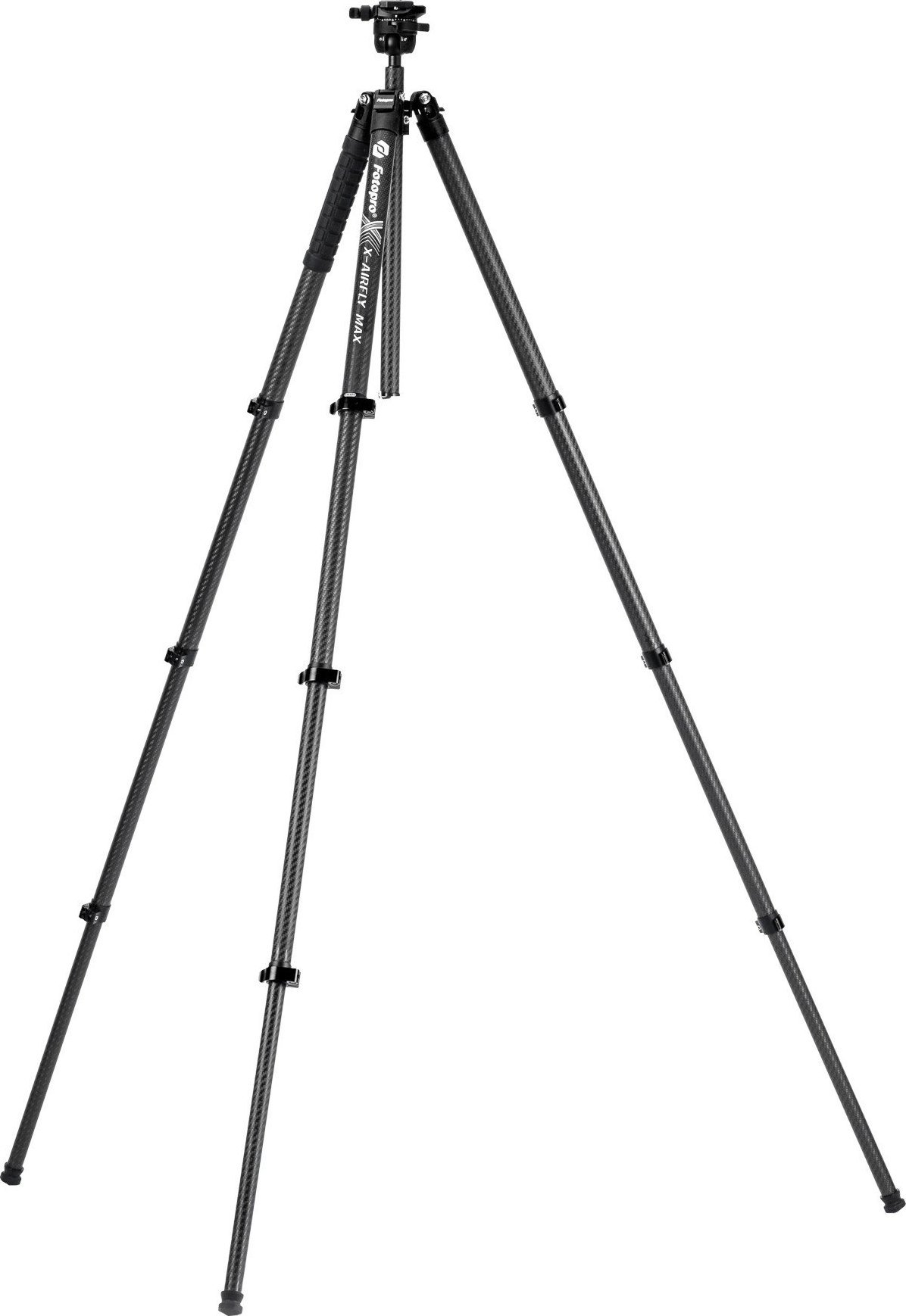 Tripod fotografik Fotopro X Airfly Max, fibra karboni, kokë sferike, lartësi 165 cm, i zi