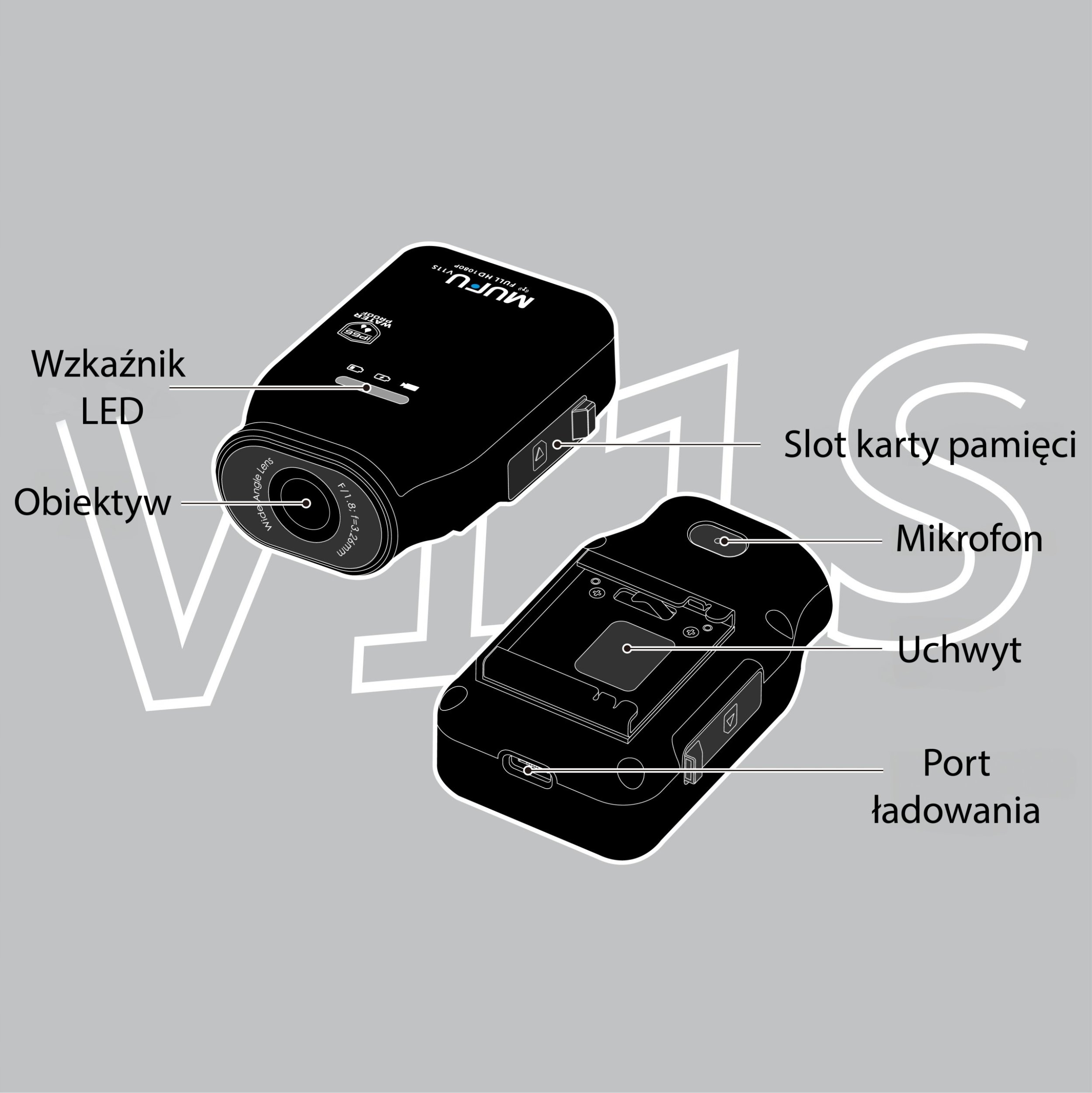 Kamerë për motorçikletë Mufu Motocam V11S, Full HD, 7 orë, e zezë