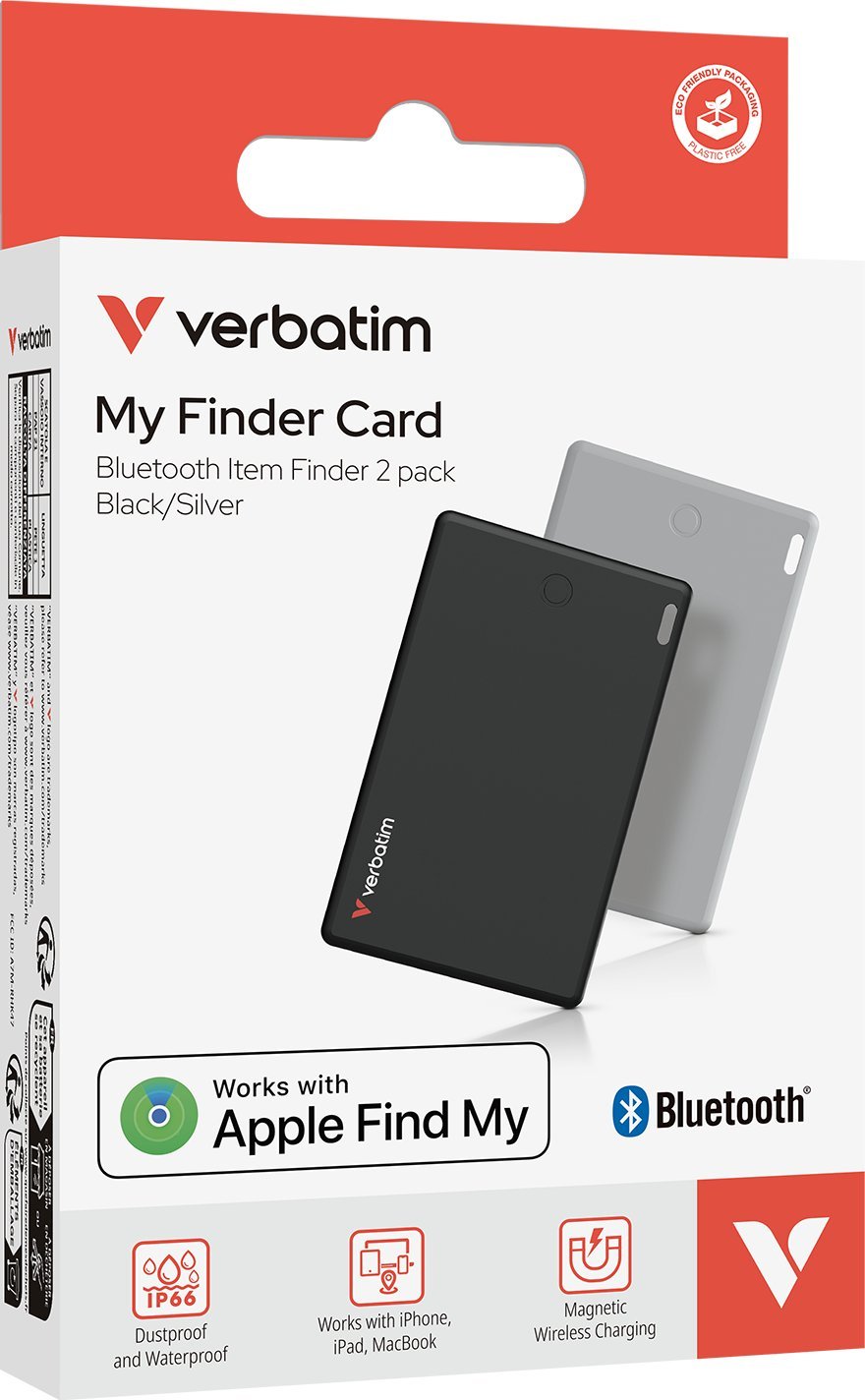 Kartë gjurmimi Verbatim 32140 My Finder, Bluetooth, Apple Find My, paketim 2 copë, e zezë dhe argjendtë