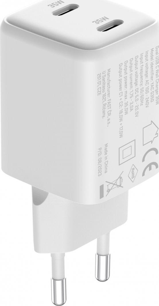 Karikues muri VOLT USB C GaN, 35W, 2x USB C 18W, i bardhë