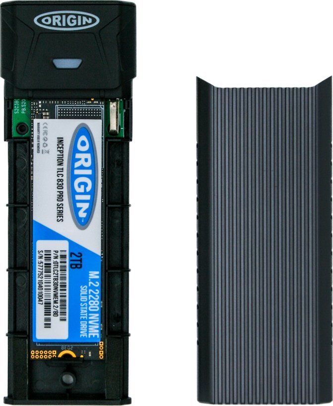 Надворешно куќиште за SSD M.2 Origin Storage, USB-C, NVMe SATA, црно