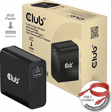 Karikues udhëtimi CLUB3D CAC-1914, 140W GaN, Power Delivery 3.1, USB Type C
