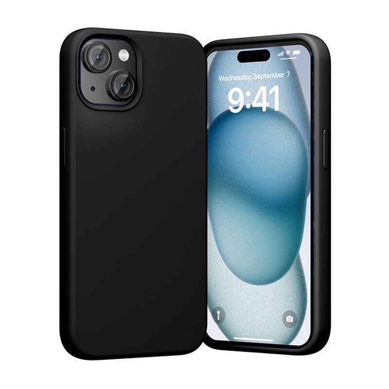 Koverte Vention Liquid Silicone për iPhone 15 Plus, me MagSafe, e zezë