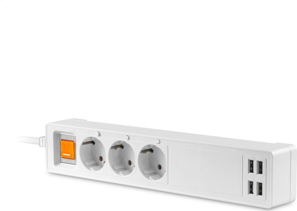 Prizë inteligjente Platinet Smart Power Strip 45507, 4x USB A, 1.8m, e bardhë