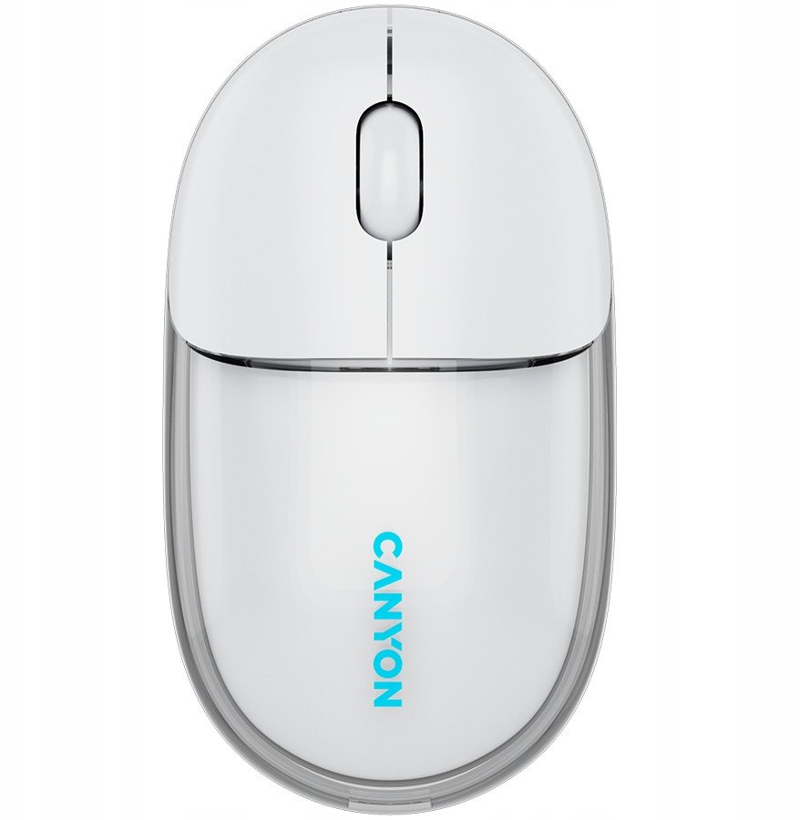 Глувче без кабел CANYON OnClick 24 BT, Bluetooth 5.1, вградена полначка батерија, проѕирно бело