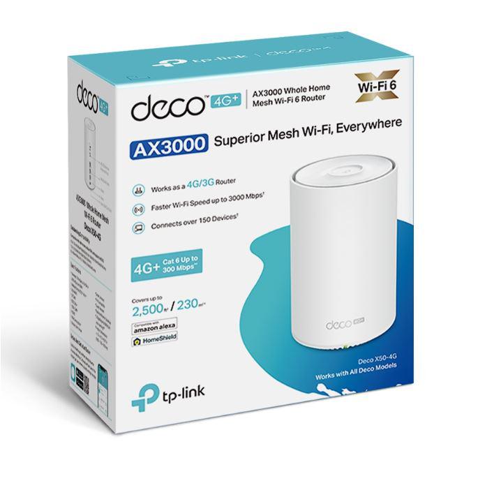 Ruter mesh TP-Link Deco X50-4G, WiFi 6 AX3000, 4G+, i bardhë