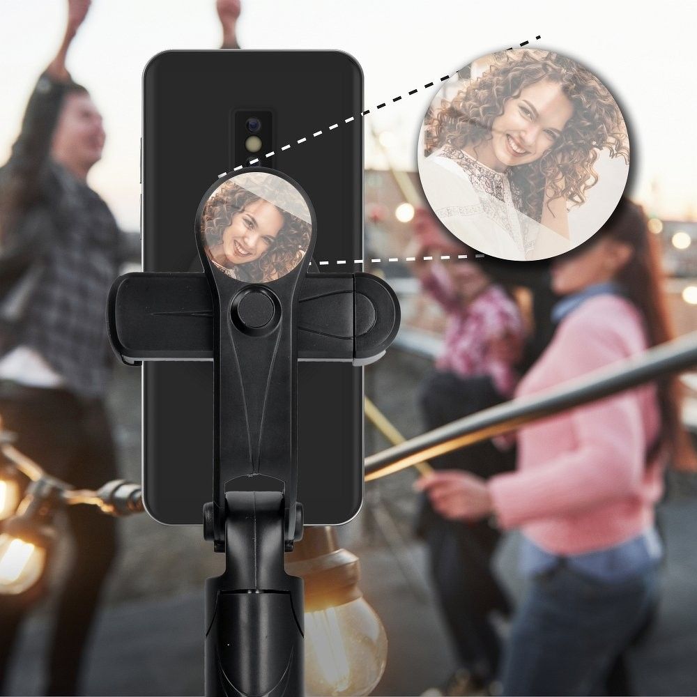 Selfie stick Partner Tele.com SSTR-11, tripod me pasqyrë, telekomandë Bluetooth, i zi