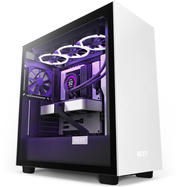 Kasë kompjuteri NZXT H7, USB-C, xham, e zezë / bardhë