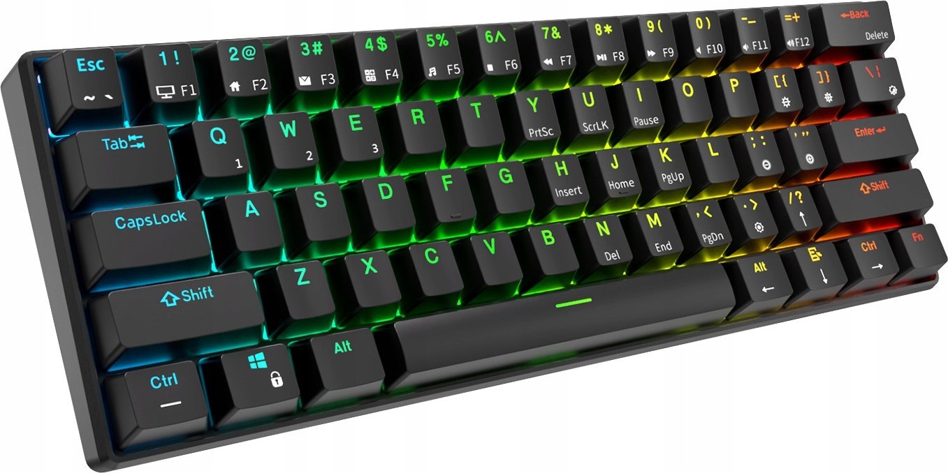 Tastierë mekanike RK Royal Kludge RK61, 61 taste, tri modalitete wireless, RGB