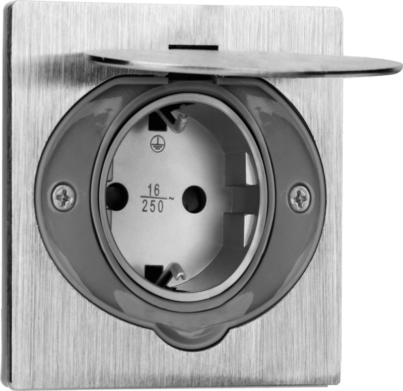 Prizë elektrike Orno hermetike, e fshehtë, IP44, çelik inox Schuko