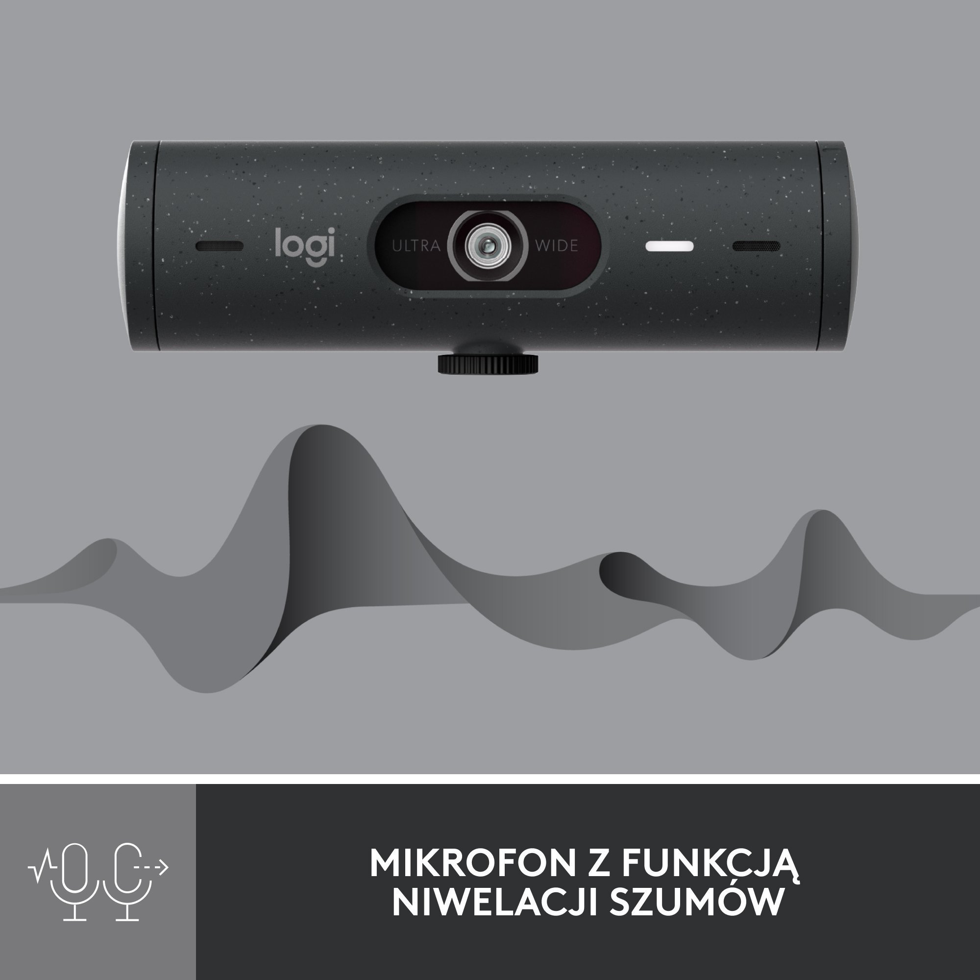 Set kamerë web dhe kufje Logitech Brio 500 Graphite H390, Full HD, USB, gri