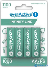 Bateri të rikarikueshme EverActive R6 AA INFINITY LINE, 1100 mAh, set 4 copë