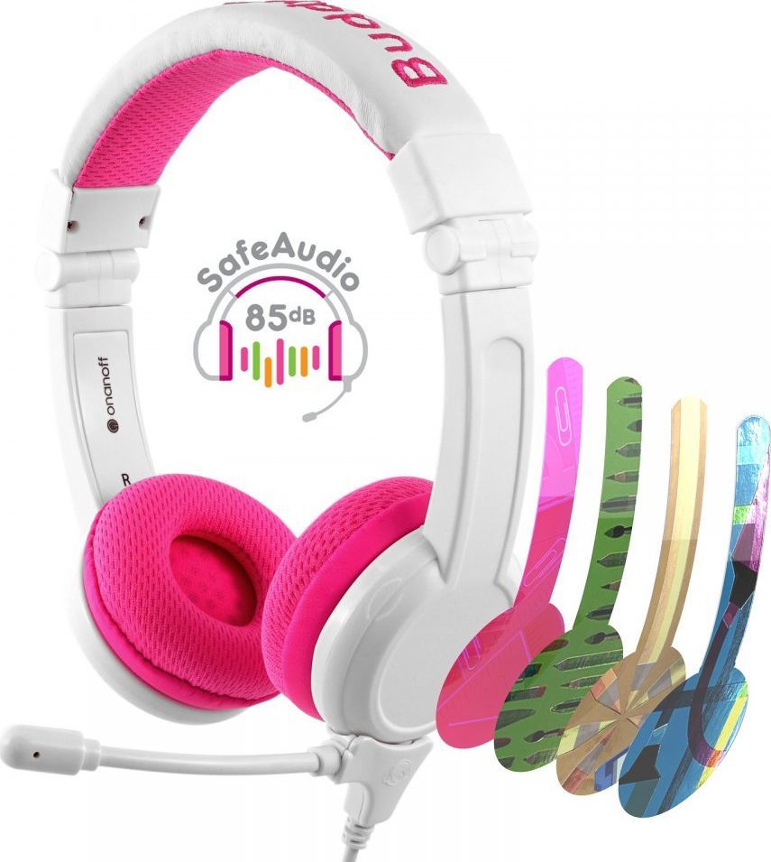 Kufje për fëmijë BuddyPhones School+, rozë