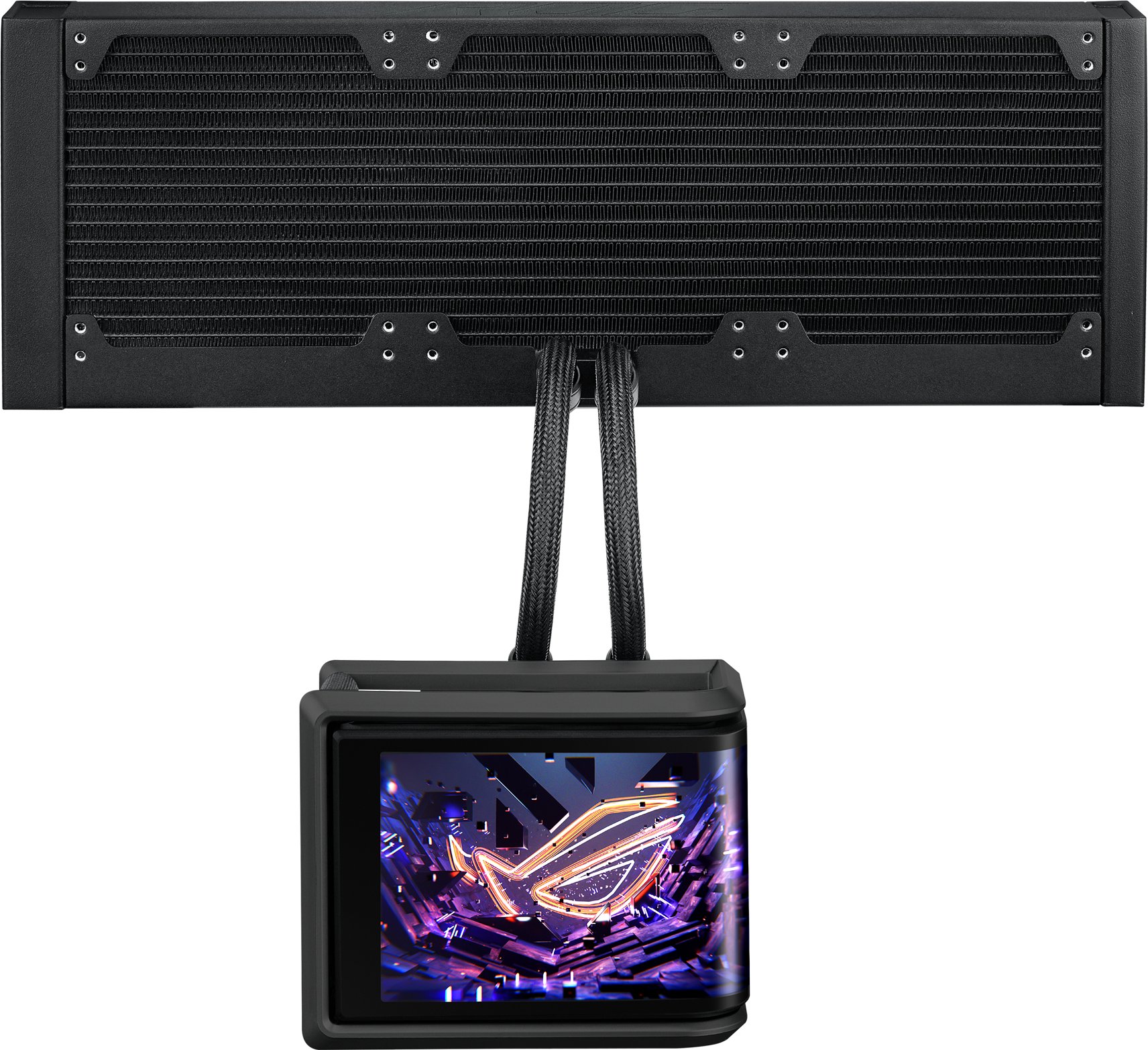 Ftohës liquid AIO për procesor ASUS ROG Ryuo IV SLC 360 ARGB, radiator 360 mm, ekran 6.67", i zi