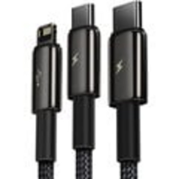 Kabllo karikuese BASEUS Superior 3në1, USB-A - USB-C / micro USB / Lightning, 1.5m, e zezë