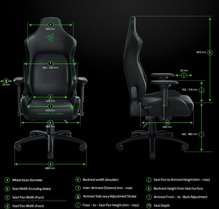Столица Razer Iskur, XL, црно/зелена