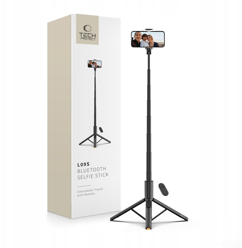 Selfie stick tripod Tech-Protect L09S, Bluetooth, telekomandë me valë, i zi