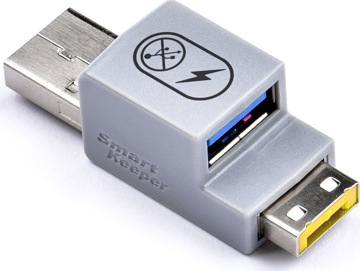 Adapter Smart Keeper Basic USB A Data Blocker, mbrojtje transferimi, portë USB A, i verdhë