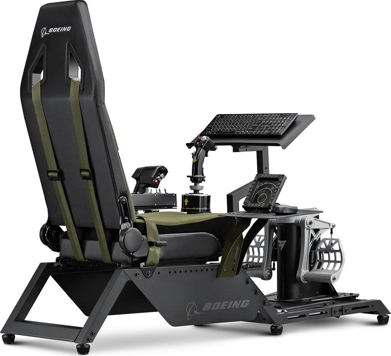 Kokpit simulimi fluturimi Next Level Racing Boeing Military NLR-S028, sedilje ushtarake canvas, strukturë e rregullueshme, jeshile ushtarake