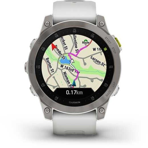 [OUTLET] Orë Garmin epix Sapphire, Titan / rrip silikoni i bardhë