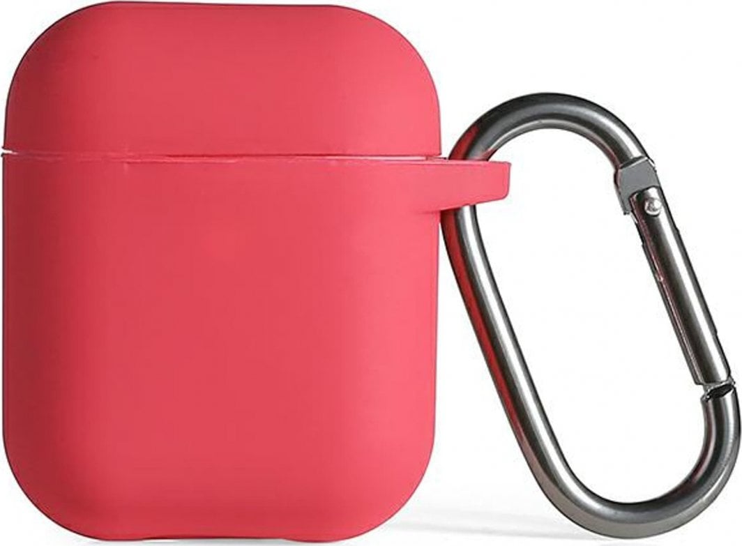 Mbulesë silikoni Beline për Apple AirPods 1 2, me karabinë, e kuqe