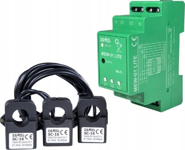 Трифазен монитор на енергија Zamel MEW-01 Lite SUPLA, Wi-Fi, 3x100A, бел