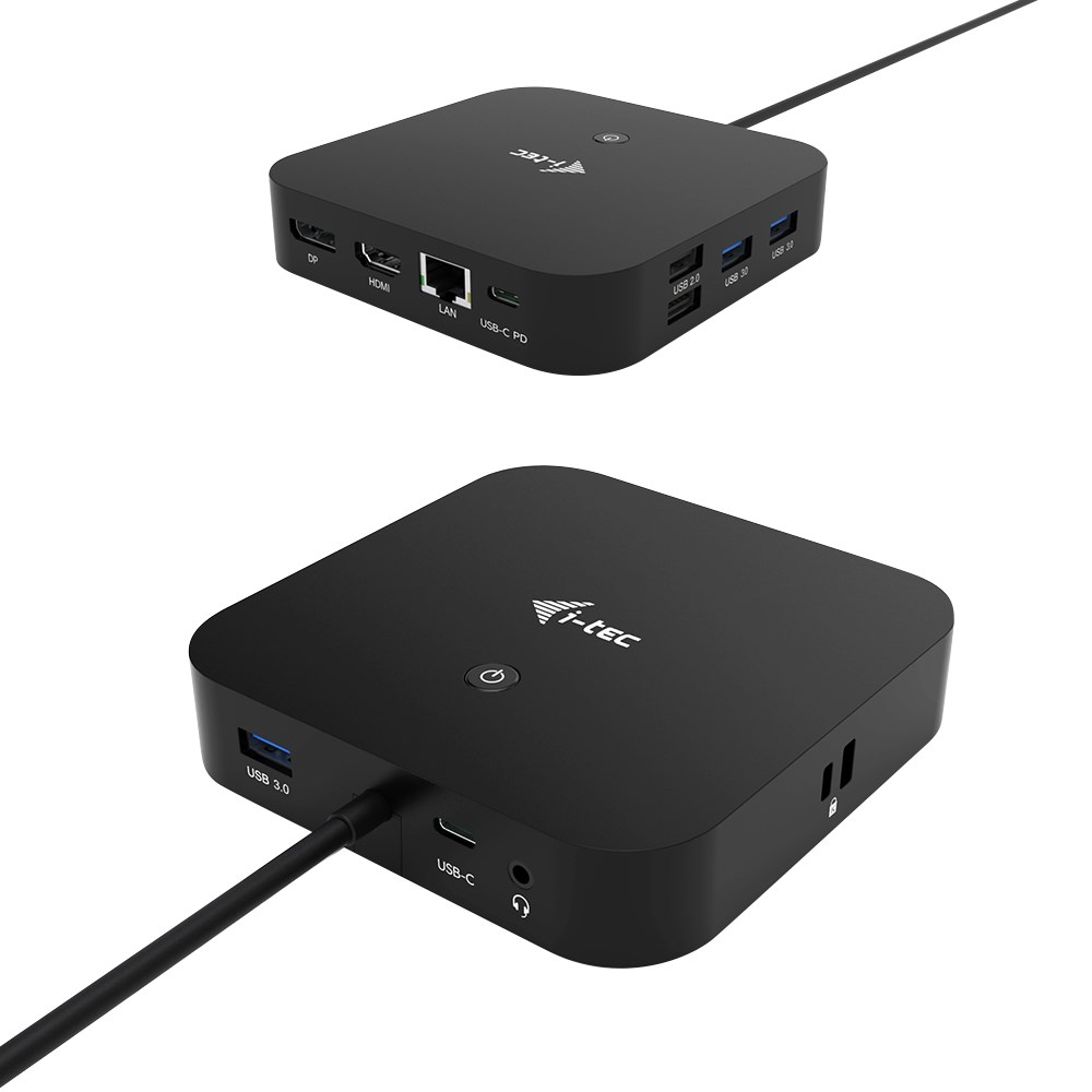 Stacion lidhës i-tec USB-C HDMI DP, 100W, i zi