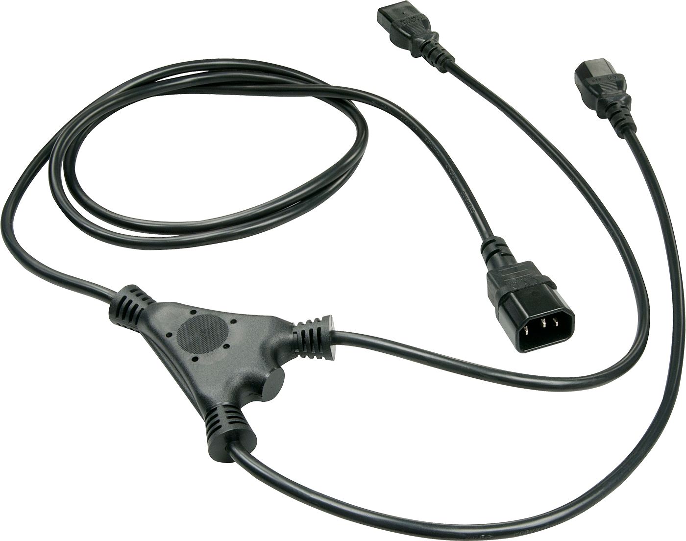 Kabllo rryme Lindy, tip Y, 1xIEC320 C14 - 2xIEC320, 2 m, e zezë