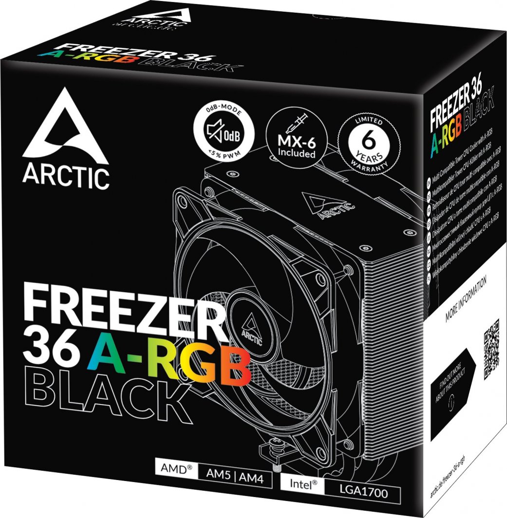 Ftohës CPU Arctic Freezer 36 A-RGB, 120mm, A-RGB, i zi