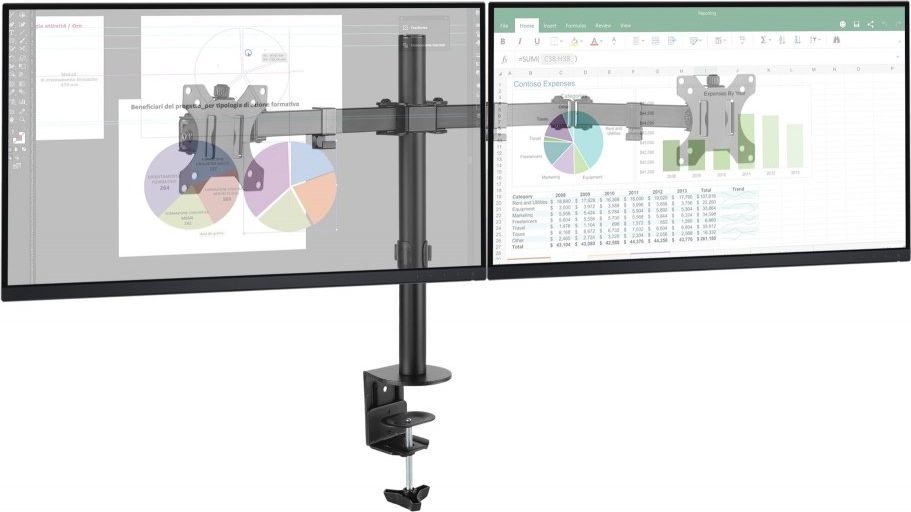 Mbajtëse tavoline për monitorë InLine ICA-LCD 582-D, 13-32", 8kg, e zezë