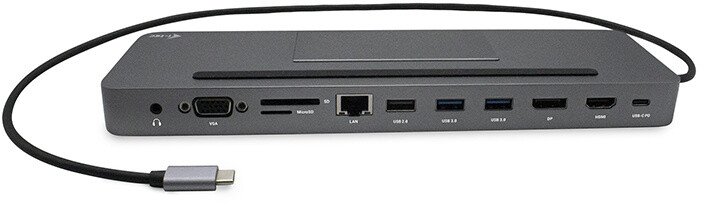 I-tec USB-C метална приклучна станица, троен дисплеј со низок профил + испорака на енергија 85 W, сива боја
