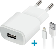 Karikues udhëtimi Forever TC-01, USB 2A, kabllo Lightning 1.2m, i bardhë