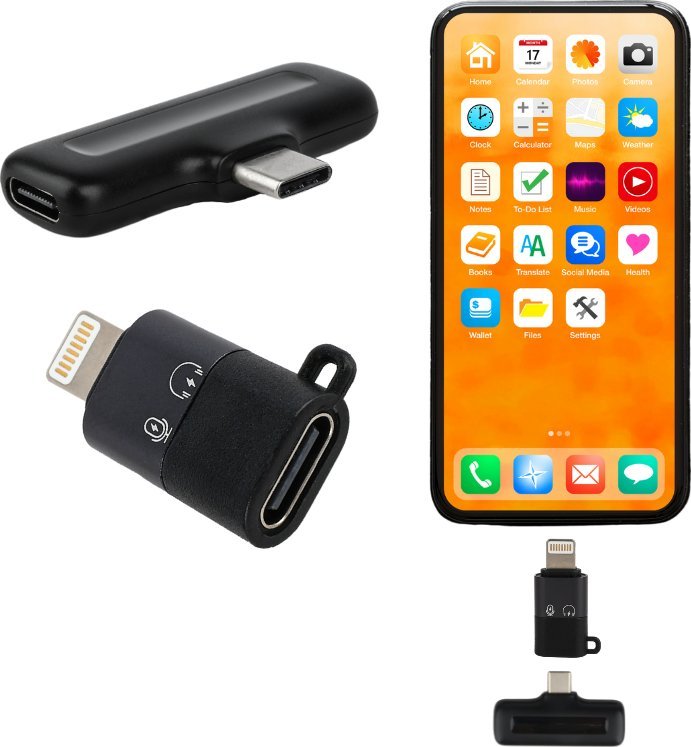 Set mikrofonësh pa tela DNA ICM1, për smartphone, Bluetooth 5.2, me USB C dhe Lightning, i zi
