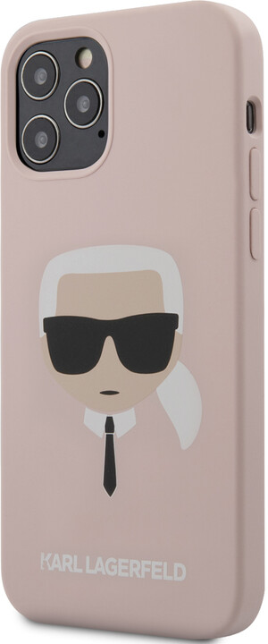 Mbrojtëse silikoni KARL LAGERFELD Head për iPhone 12 Pro/12 Max (6.1"), rozë e lehtë