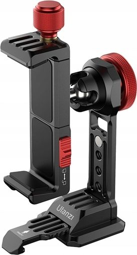Mbajtëse telefoni për tripod Ulanzi ST-14, metal, universale, e zezë me të kuqe