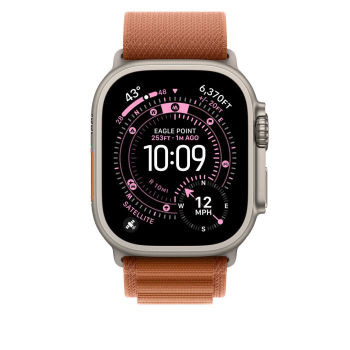 Apple Watch 49mm Loop, Terra Cotta Alpine Loop, Small, Natural Titanium Finish