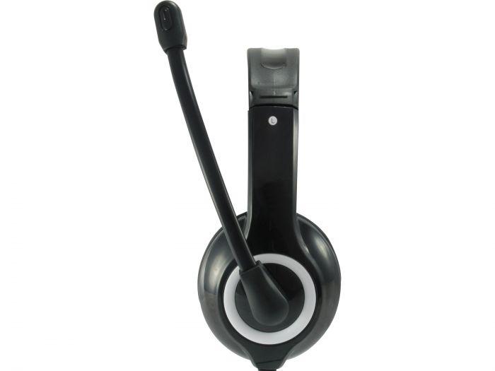 Kufje USB me mikrofon E-Quip 245301, stereo, kabllo 2m, të zeza