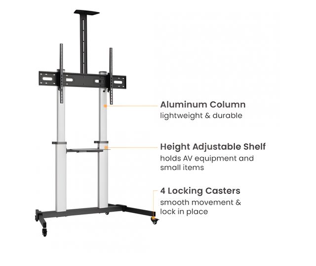 Stendë mobile për TV Serioux 44-610TW, 60"-100", ngarkesë 100kg, e zezë
