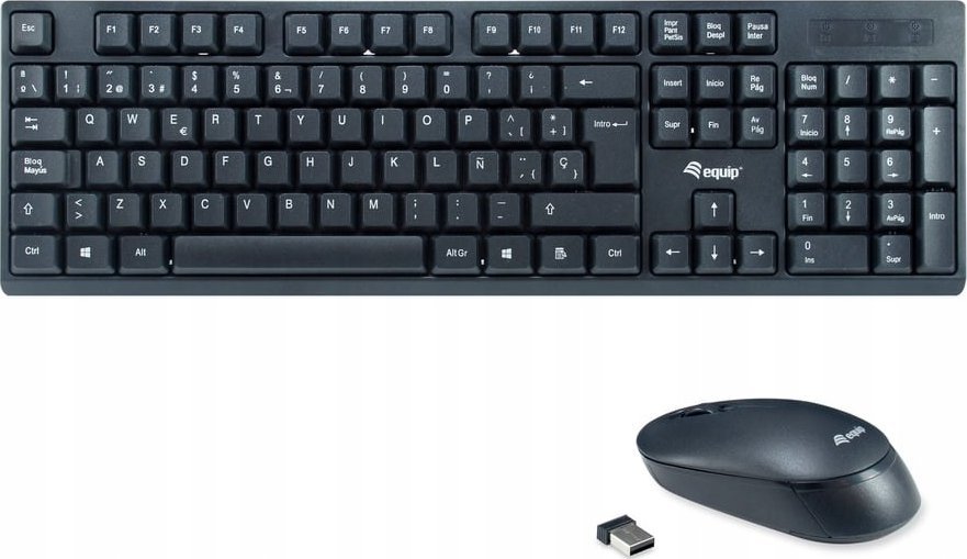 Комбинација тастатура и глушец без кабел Equip Life 245221, 2.4GHz, USB, црна