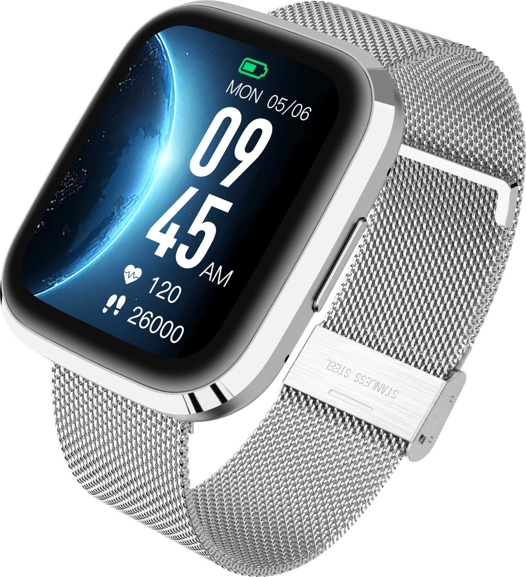 Smartwatch Garett GRC Style, ekran 1.72", çelik, argjendtë